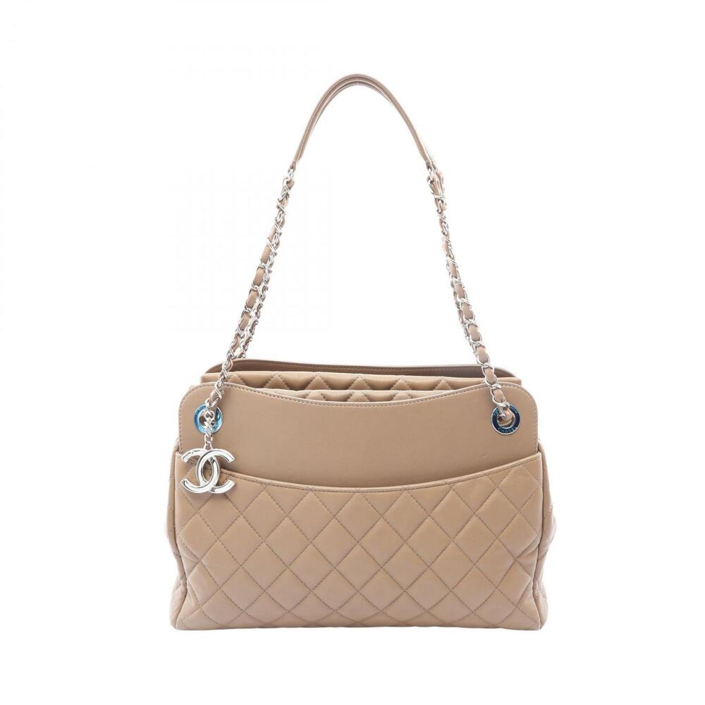 Chanel Matelassé Tote Bag/Handbag, Lambskin Leather, Women's, Beige